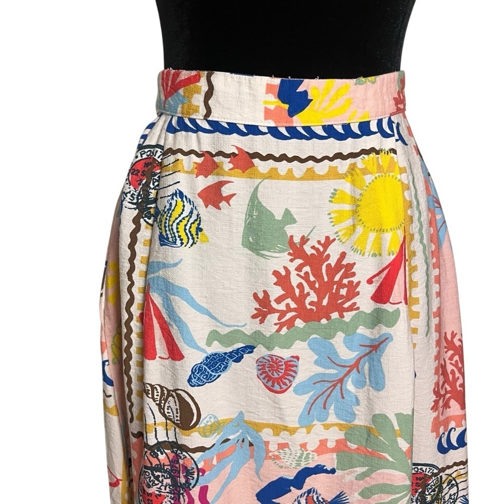 Zara New Woman High-Waist Midi Patchwork Print Cape Resort Skirt — Size Medium - Picture 5 of 13